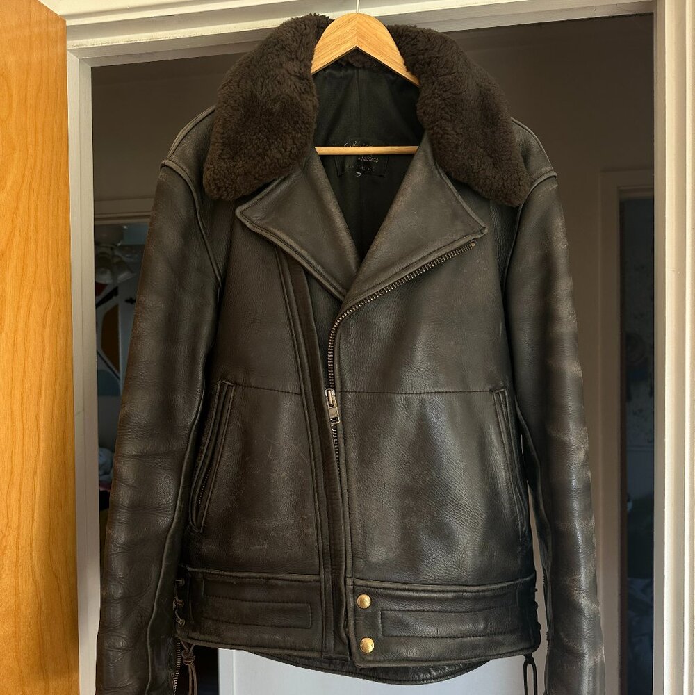 Johnson Leathers San Francisco heavy leather motorcycle jacket.